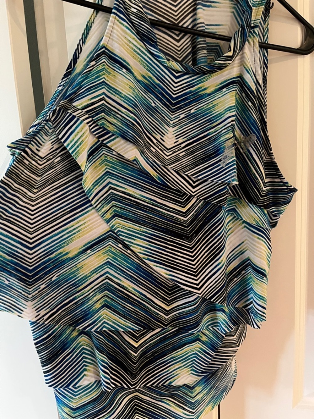 Worthington Blue, Green & Black Striped Chevron Top - Picture 4 of 4